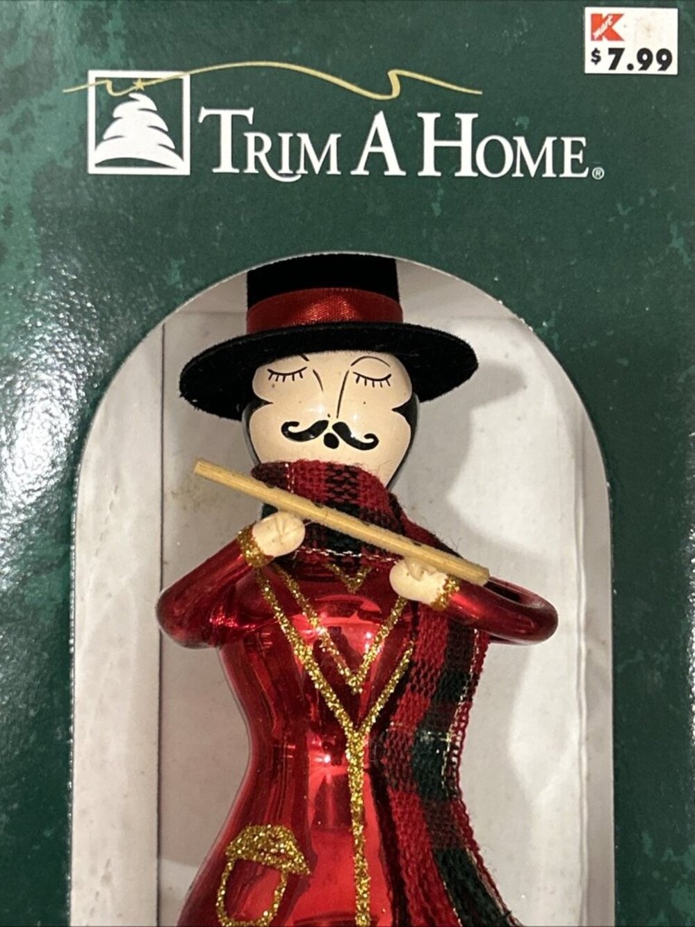 Trim A Home Collection European Mouth Blown Glass Musician Man Flute Ornament